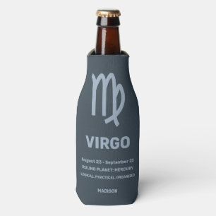 Enfriador De Botellas Nombre personalizado / Texto Rótulo zodiaco Virgo