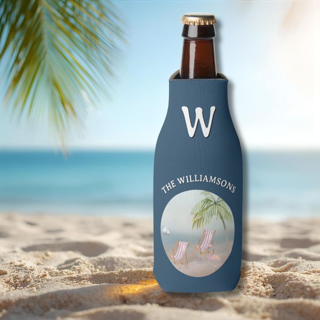 Enfriador De Botellas Ocean Beach Palm Flamingo Personalized  (Subido por el creador)