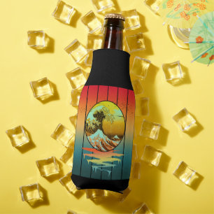 Enfriador De Botellas Océano ondulado de Kanagawa japonés de sol vintage