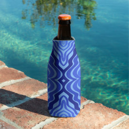 Enfriador De Botellas Olas Azules Reflectantes Diseño Abstracto Moderno