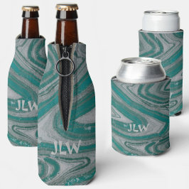 Enfriador De Botellas Olas minerales de tierras verde azuladas y grises