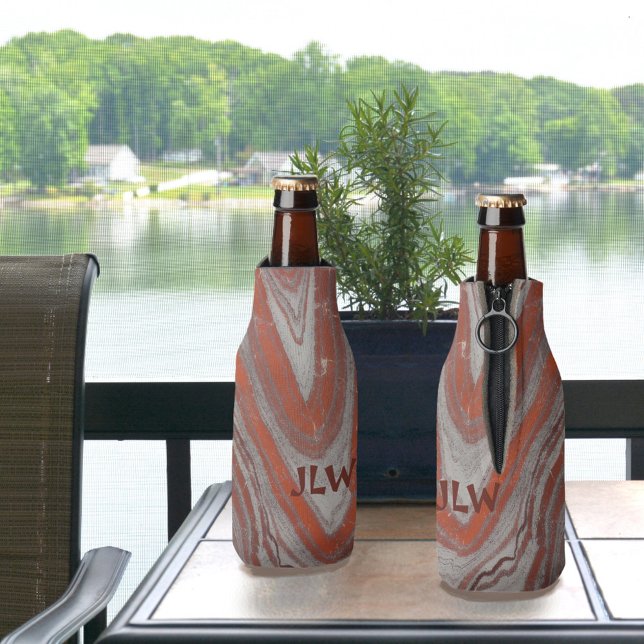 Enfriador De Botellas Olas minerales rojas y grises de tierra (Subido por el creador)