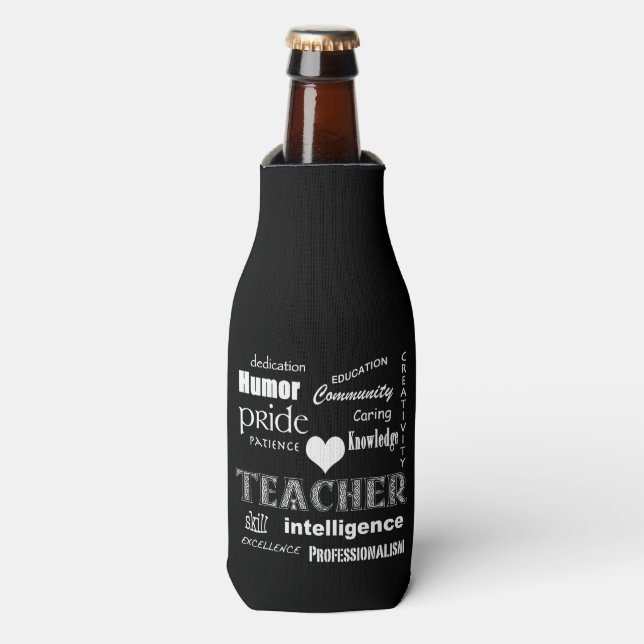 Enfriador De Botellas Orgullo del profesor-Corazón blanco (Frente de la botella)