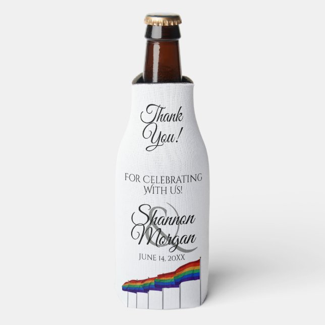 Enfriador De Botellas Orgullo gay bandera arcoiris Boda espuma refrigera (Frente de la botella)