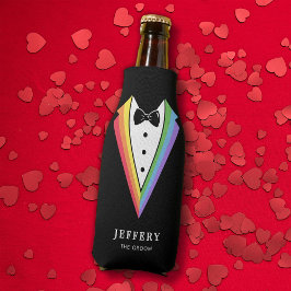 Enfriador De Botellas Orgullo Gay Personalizado Groomsmen Negro
