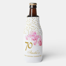 Enfriador De Botellas Orquídea Rosa Acuarela Dorada Purpurina 70 cumplea