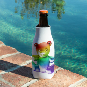 Enfriador De Botellas Oso de peluche de metal cepillado SlipperyJoe's gr