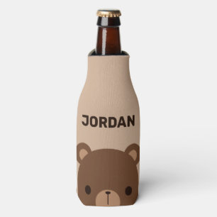 Enfriador De Botellas Oso marrón lindo con nombre personalizado