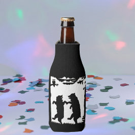 Enfriador De Botellas Osos Vintage Dancing Bears Black Silhouette Treys