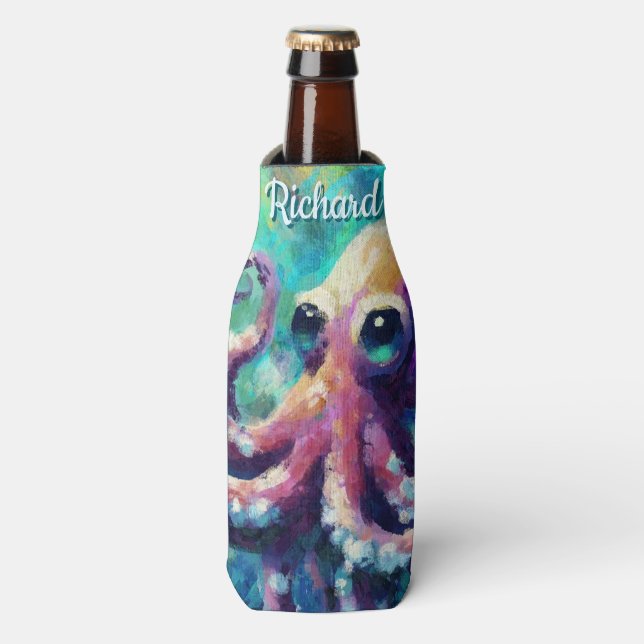 Enfriador De Botellas Otopus Nautical Beach Coastal Personalizado (Frente de la botella)