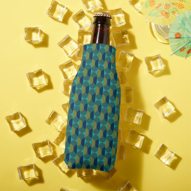 Enfriador De Botellas Ovales y semicírculos retro turquesa (Verano in situ)