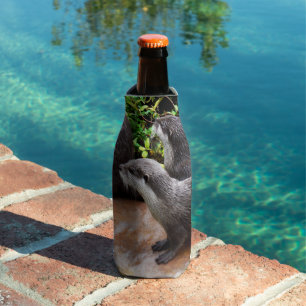 Enfriador De Botellas **"Paciencia por el agua: Dos pequeñas nutrias gri