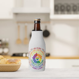 Enfriador De Botellas Palabra colorida de las flores de la justicia soci