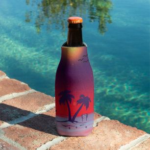 Enfriador De Botellas Palmeras de playa Rojo púrpura