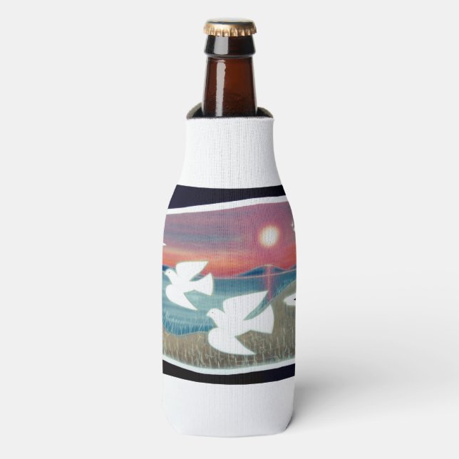 Enfriador De Botellas Palomas blancas volando (Frente de la botella)