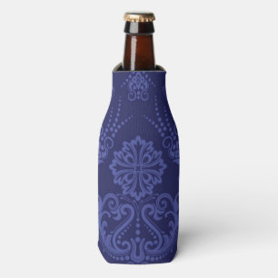 Enfriador De Botellas Papel pintado floral azul de lujo del damasco
