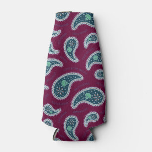 Enfriador De Botellas Paramecia Paisley Maroon & Turquoise Science