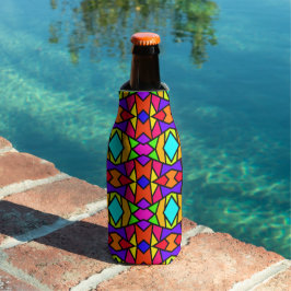 Enfriador De Botellas Parche geométrico repetido de colores de arcoíris