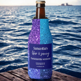 Enfriador De Botellas Partido Bachelorette Purpurina Azul