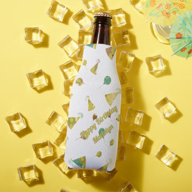 Enfriador De Botellas Party Hats and Balloons Silhouette Party Pattern (Verano in situ)