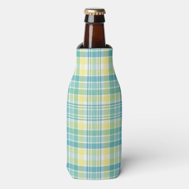 Enfriador De Botellas Pastel Plaid (Frente de la botella)