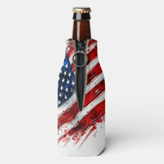 Enfriador De Botellas Patriotic American Flag Brushstroke Art Design