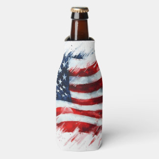 Enfriador De Botellas Patriotic American Flag Brushstroke Art Design