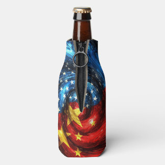 Enfriador De Botellas Patriotic Swirl USA China Insulated Bottle Cover 