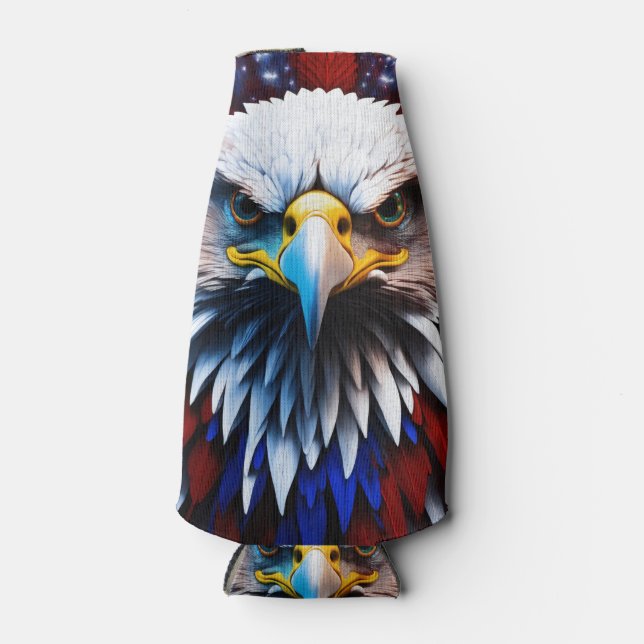 Enfriador De Botellas Patriótico Fractal Eagles Tee (Anverso)