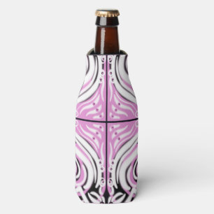 Enfriador De Botellas Patrón abstracto curvo rosa negro blanco