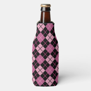 Enfriador De Botellas Patrón argyle en negro y rosa