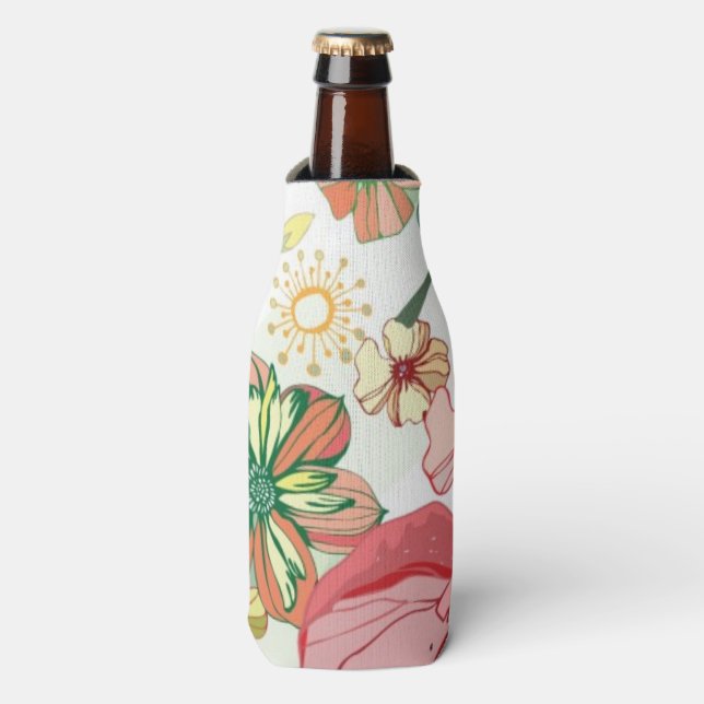Enfriador De Botellas Patrón con flores rojas (Frente de la botella)