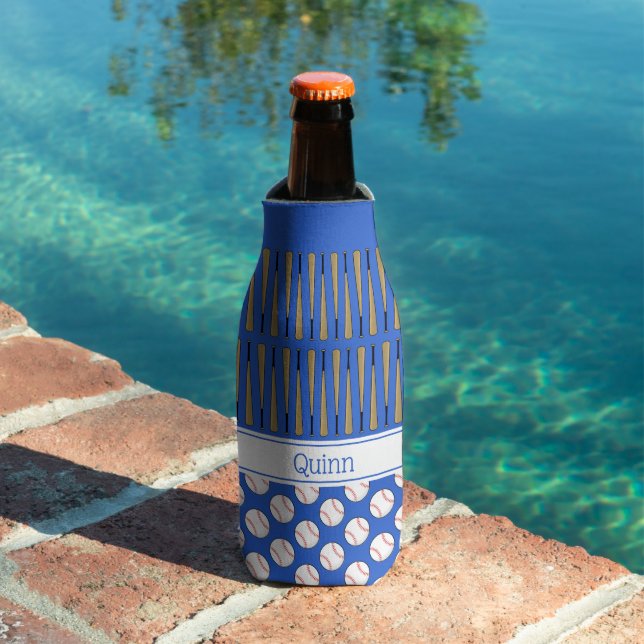 Enfriador De Botellas Patrón con tema de béisbol nombre personalizado az (Piscina in situ)