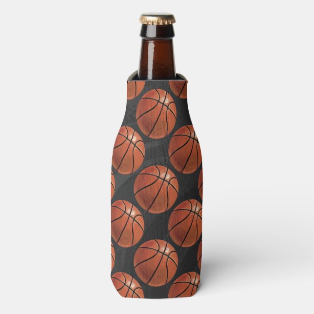 Enfriador De Botellas Patrón de baloncesto pintado (Frente de la botella)