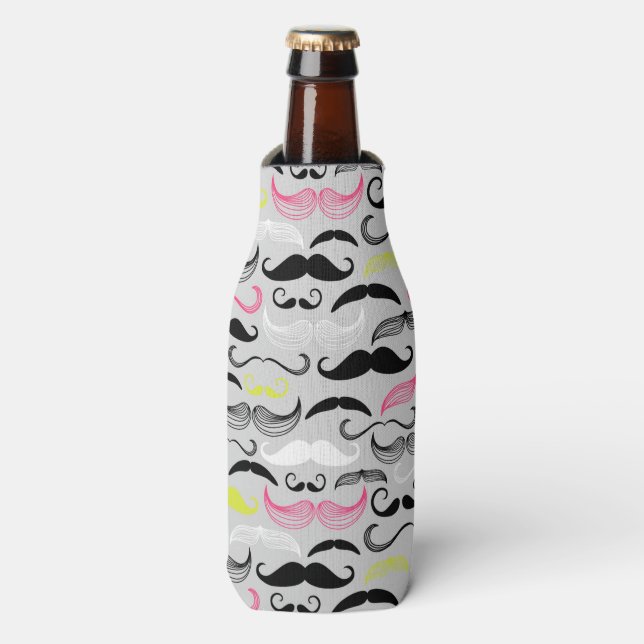 Enfriador De Botellas Patrón de bigote, estilo retro (Frente de la botella)