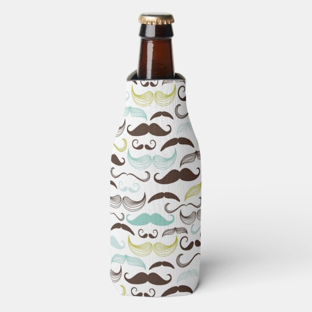 Enfriador De Botellas Patrón de bigote, estilo retro 2 (Frente de la botella)