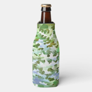 Enfriador De Botellas Patrón de camuflaje blanco, verde y azul en polvo
