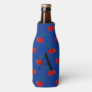 Enfriador De Botellas Patrón de cereza azul monograma