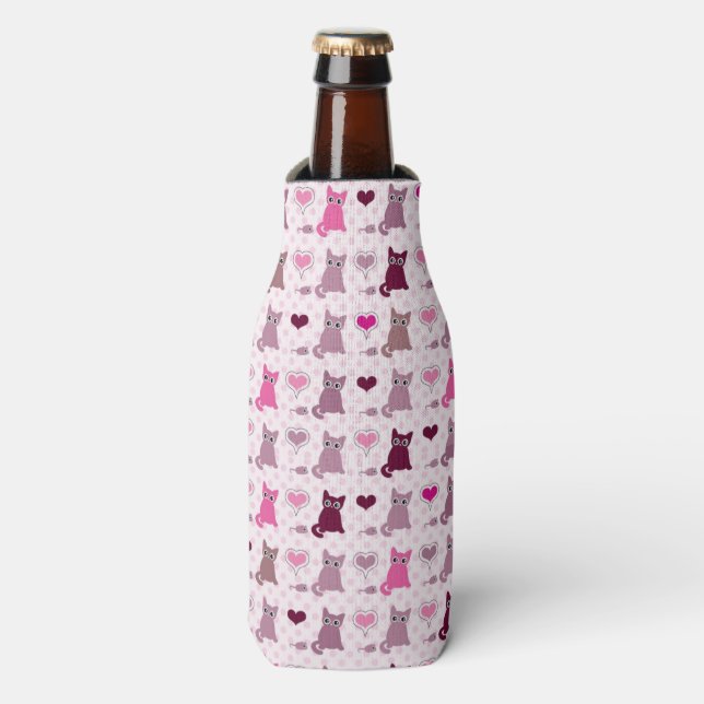 Enfriador De Botellas Patrón de chicas de gatito (Frente de la botella)