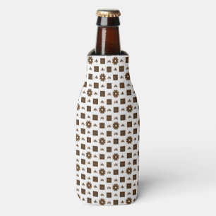 Enfriador De Botellas Patrón de cuadros blancos y marrones