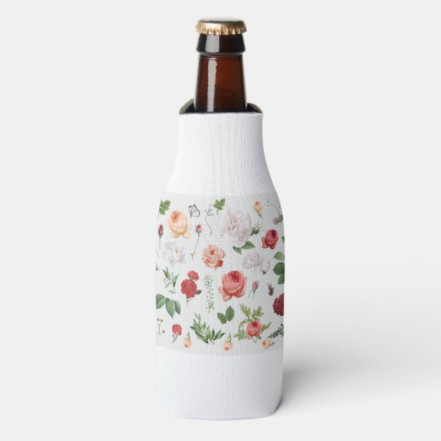 Enfriador De Botellas Patrón de flores, Rosa (Frente de la botella)