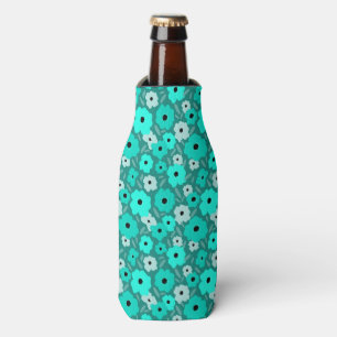 Enfriador De Botellas Patrón de flores turquesas