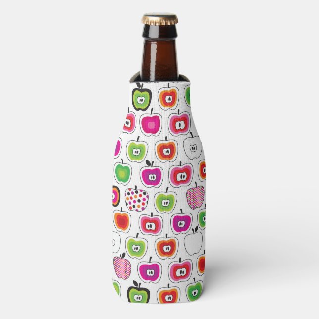 Enfriador De Botellas Patrón de manzana retro (Frente de la botella)