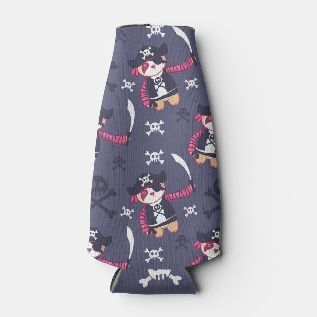 Enfriador De Botellas Patrón de oso de panda pirata (Anverso)