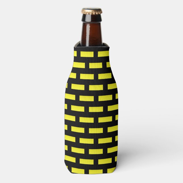 Enfriador De Botellas Patrón de pared negro y amarillo (Frente de la botella)