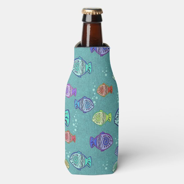 Enfriador De Botellas Patrón de peces de imágenes prediseñadas + tus ide (Frente de la botella)