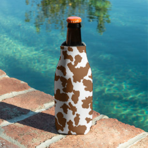 Enfriador De Botellas Patrón de piel de vaca marrón y blanca