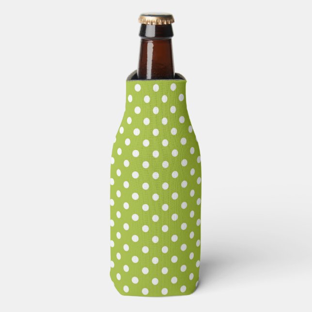 Enfriador De Botellas Patrón de primavera con puntos de polka blanco (Frente de la botella)
