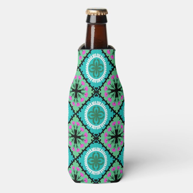 Enfriador De Botellas Patrón de Suzani con motivos uzbekos y kazajos (Frente de la botella)