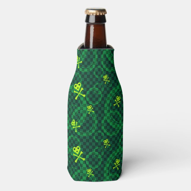 Enfriador De Botellas Patrón Emo Verde Con Círculos (Frente de la botella)